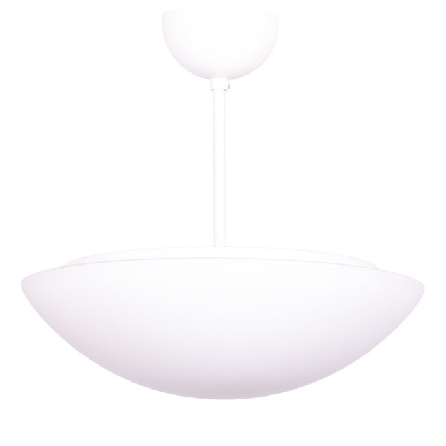 Mid-Century Chandelier in Lacquered Metal and Opal Glass, Czech, 1960s For Sale