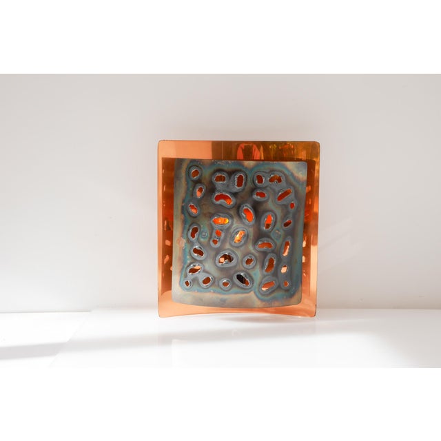Black Vintage Brutalist Copper Wall Sconce from Boréns, 1960s For Sale - Image 8 of 15