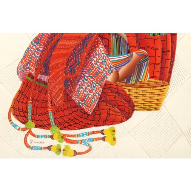 1990s Modern Folk Art Painting Women Indigenous Clothing For Sale - Image 5 of 11