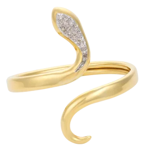 Vintage Diamond 18k Yellow Gold Snake Bangle