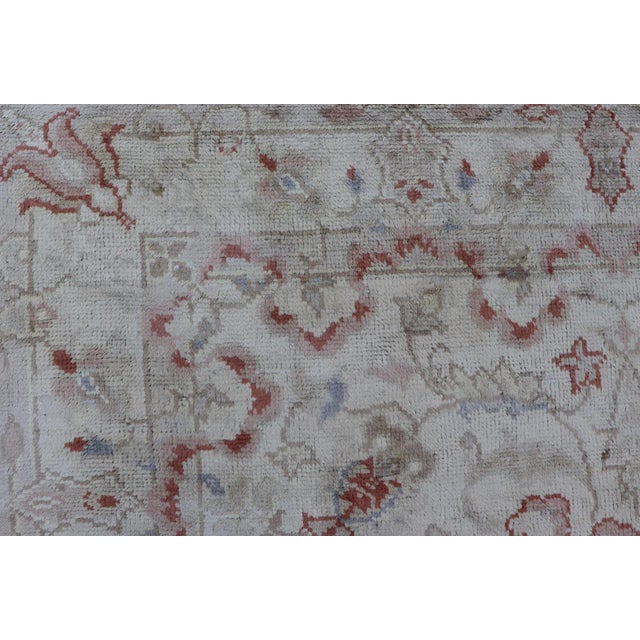 Neutral Butter Color Background With Light Green, Light Blue, Red in All-Over Floral Design Vintage 7'0"x8'7" For Sale - Image 10 of 12