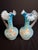 Blue Antique Pair Victorian Blue Satin Cased Glass Pitcher Ewers Hand Painted Orchids Frosted Coral Branch Handles Ruffled Rim - a Pair For Sale - Image 8 of 18