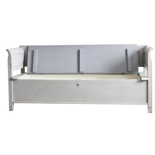 Hungarian Pale Grey Bench, 1950s For Sale