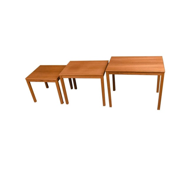 1970s Danish Mid Century Modern Teak Nesting Tables - Set of 3 For Sale - Image 4 of 11