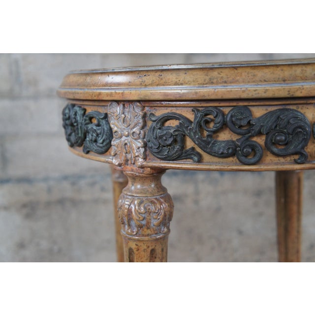 Mid 20th Century Maitland Smith French Louis XVI Walnut Glass Gueridon Pedestal Table Plant Stand For Sale - Image 6 of 13