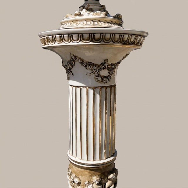 Ceramic Vintage Italian Ceramic Column Lamp from Capodimonte, 1970 For Sale - Image 7 of 14