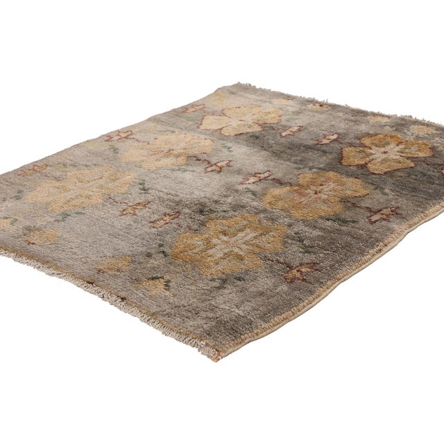 54087 Vintage Turkish Tulu Rug, 02'07 x 03'02. The Quiet Meadow: A Vintage Turkish Tulu Masterpiece of Subtle Elegance...