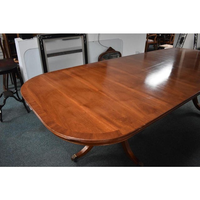 Wood Regency Style Mahogany Twin Pillar Dining or Boardroom Table, 1960 For Sale - Image 7 of 8