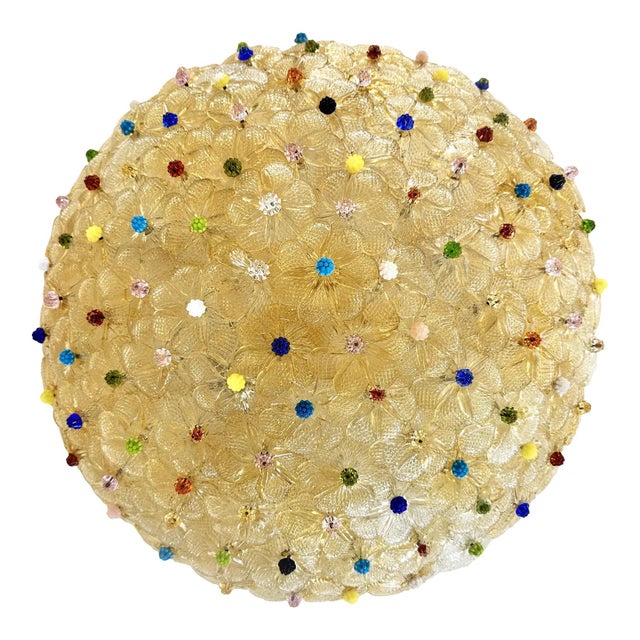 Venetian Gold Flowers and Murano Glass Flush Mount by Simoeng For Sale - Image 12 of 12