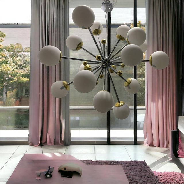 Gold Large Space Age Sputnik Chandelier, 1990s For Sale - Image 8 of 10