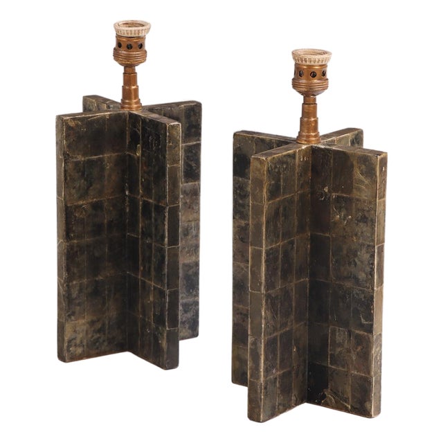 Mica Veneered Table Lamps, in the Manner of Jean-Michel Frank - a Pair For Sale