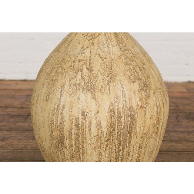 Prem Collection Hand Crafted Artisan Vase with Narrow Mouth & Mustard Glaze For Sale In New York - Image 6 of 12