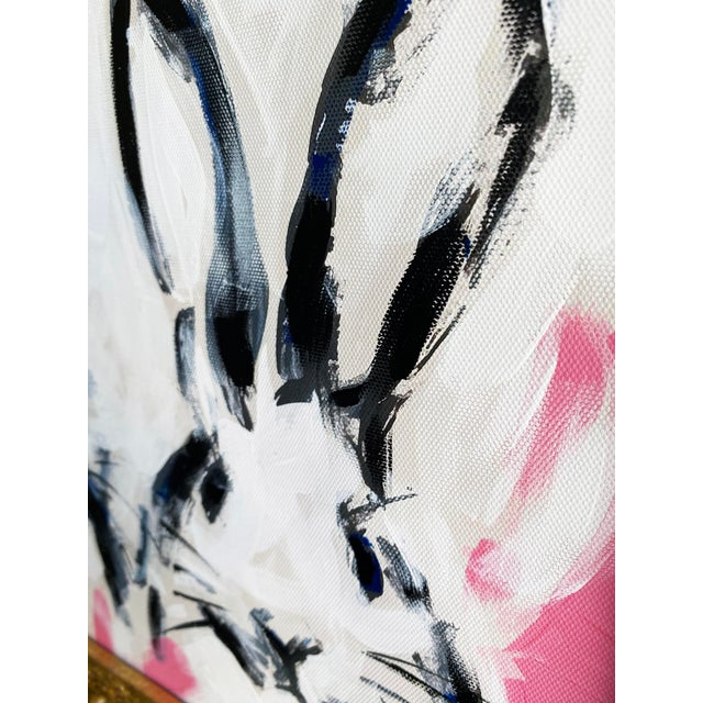 2020s Bunny Hop Original Acrylic Painting in Victorian Gold Gilded Frame For Sale - Image 5 of 6