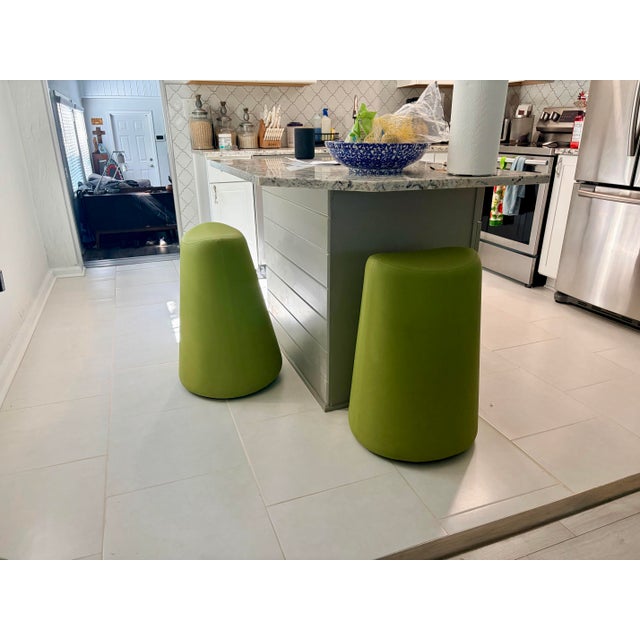 2010s Modern Organic Green Eko Swagr Perch Stools a Pair For Sale - Image 5 of 6