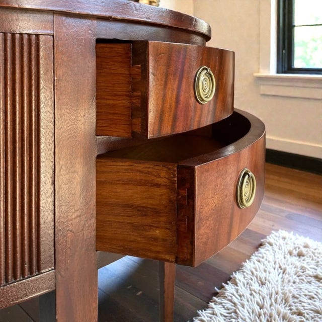 Brown 1950s Rare Kittinger Flame Mahogany Demilune | Entryway | Accent Chest For Sale - Image 8 of 10