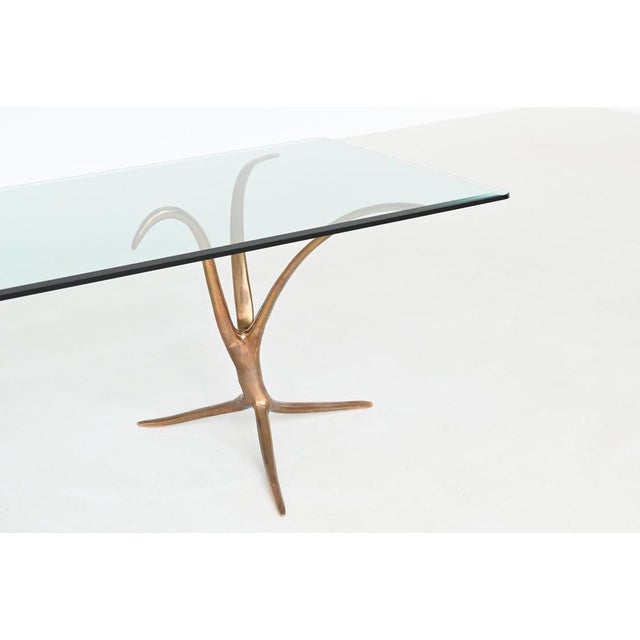 Sculptural Dining Table in Bronze and Glass, Belgium, 1970 For Sale - Image 10 of 18