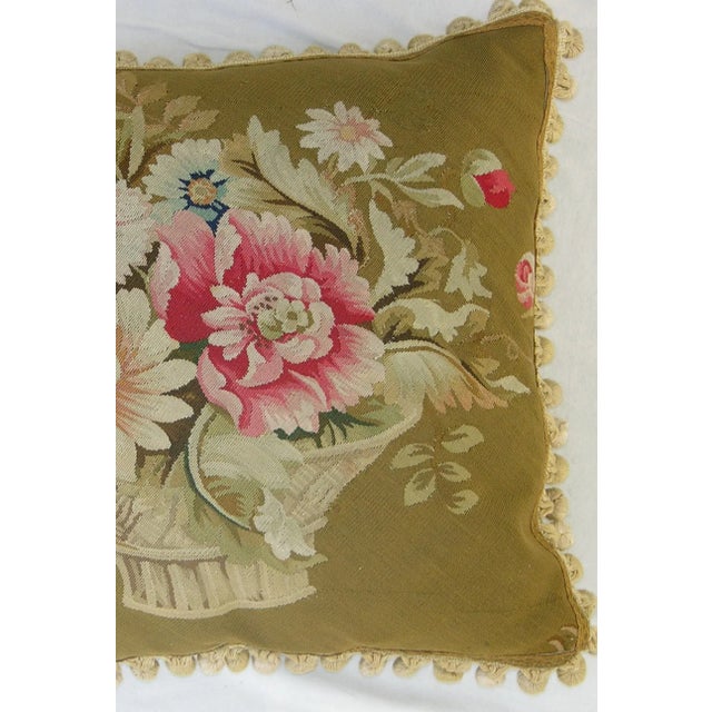 Brass Circa 1860 Antique French Aubusson Tapestry Pillow For Sale - Image 8 of 9