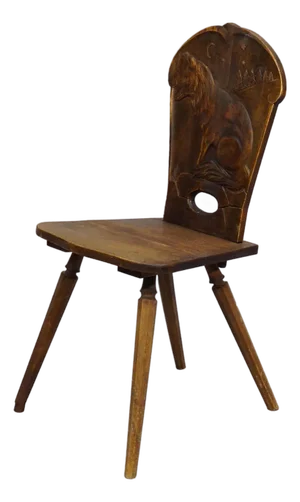 Wooden Carved Bavarian Board Chair Ca. 1900