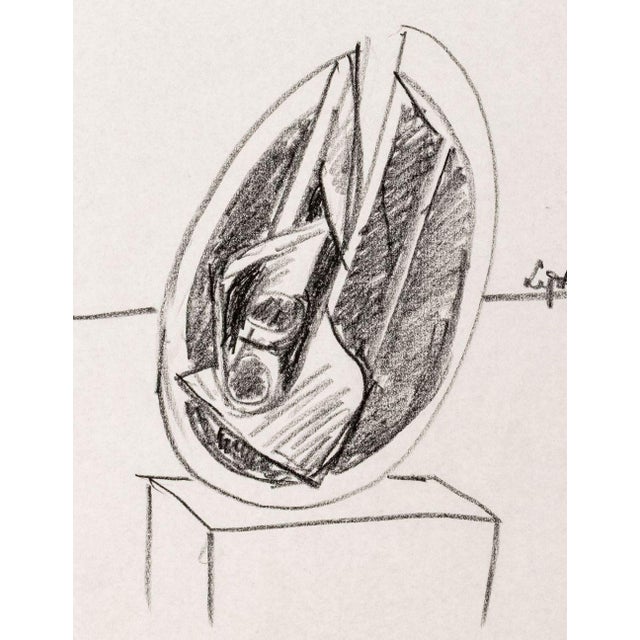 Seymour Lipton (American, 1903-1986), Abstract Expressionist Sculpture Study Sketch, Oil Crayon on Paper, 1980, signed and...