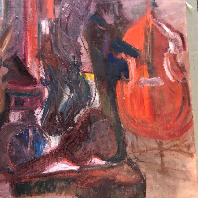 Expressionism Original Vintage Street Musicians Painting For Sale - Image 3 of 7