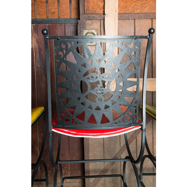 Metal Mid Century Arthur Umanoff Mayan Sun Bar Stools For Sale - Image 7 of 13