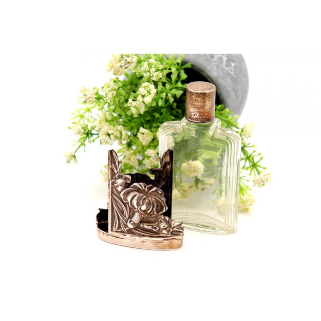 Glass Perfume Bottle with Silver Frame, in Good conditions. Designed 1980 to 1989