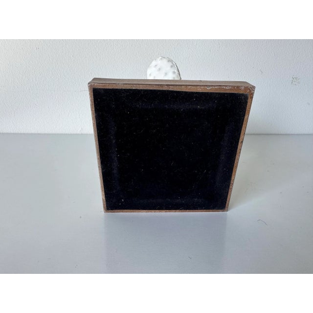 Vintage White Metal Cactus Table Sculpture on Wood Base – Signed Illegible For Sale - Image 10 of 10