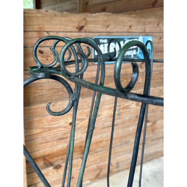 Pair of Antique French Wrought Iron Garden Urn Planters With Grapevine Motif For Sale - Image 4 of 12