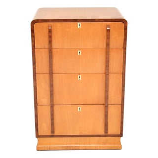 Art Deco Sycamore and Walnut Chest of Drawers, 1930s For Sale