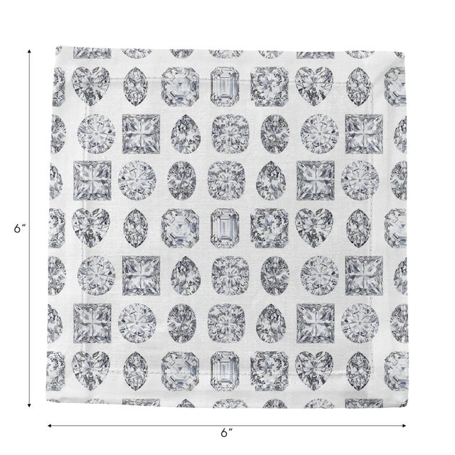 Bougie Diamonds Ice Cotton Sateen Cocktail Napkins, Set of 8 For Sale - Image 4 of 6