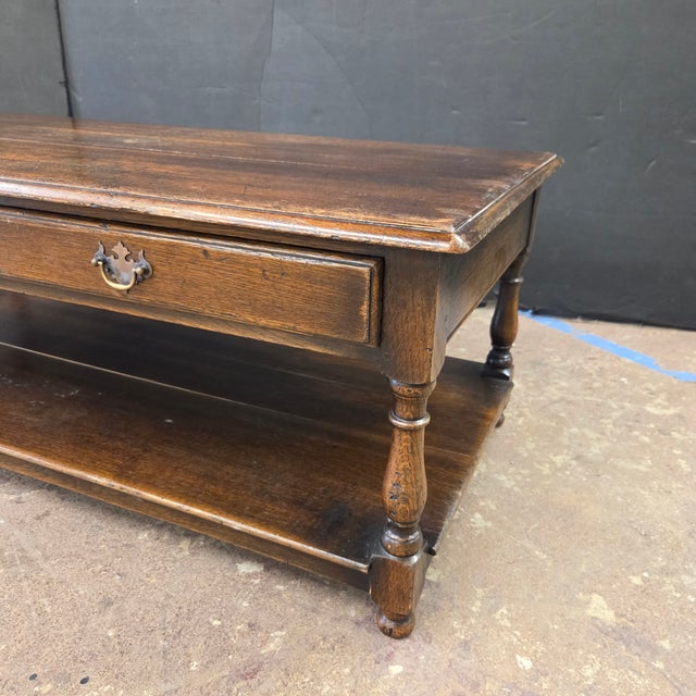 Shabby Chic Late 20th Century English Cherry 2 Drawer Turned Leg Potbaord Base Coffee Table For Sale - Image 3 of 13