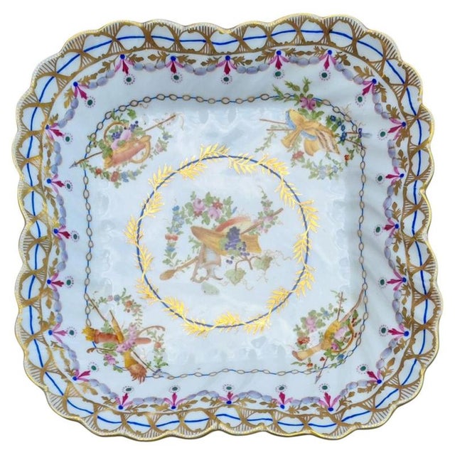 Blue Antique Napoleon III Gilt Porcelain Serving Dish from Sèvres, 1870 For Sale - Image 8 of 8