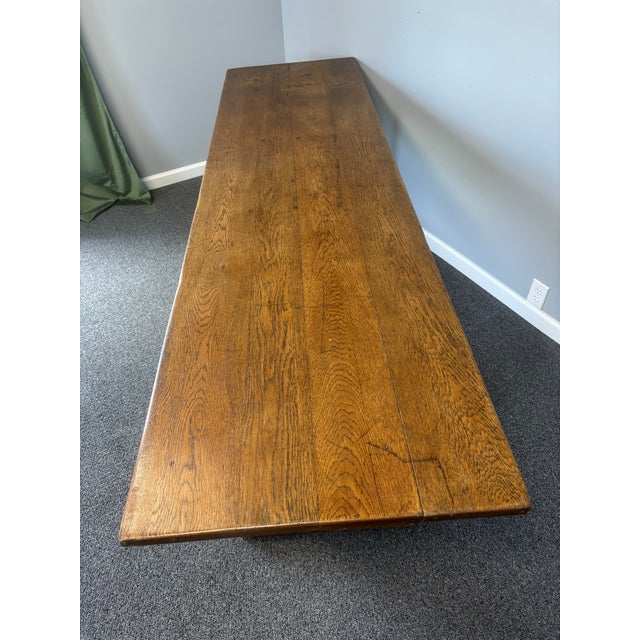 Wood Late 19th Century Oak Refectory Table For Sale - Image 7 of 9