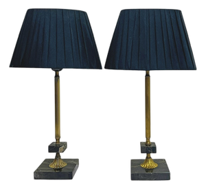 Table Lamps in Brass and Marble, 1950s, Set of 2