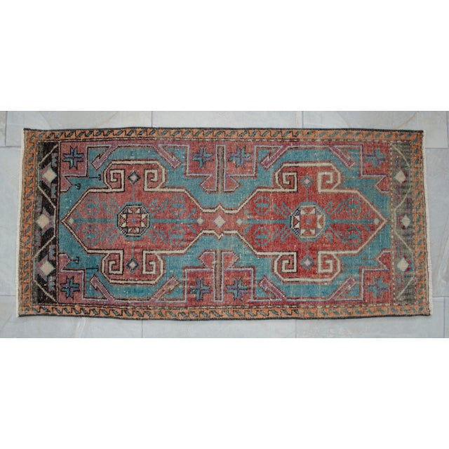 1970s Vintage Hand Knotted Small Rug Enrtway Mat, Kitchen Bathroom Decor 2x4 Ft Approx For Sale - Image 11 of 13