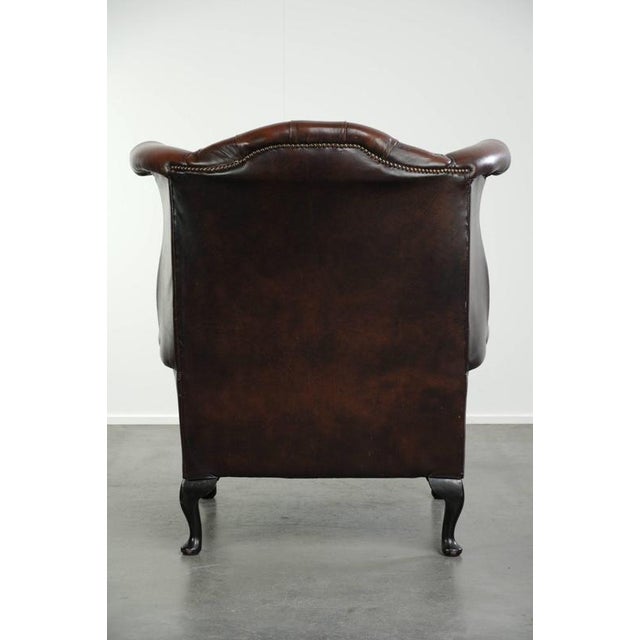 English Cowhide Chesterfield Wing Armchair For Sale - Image 4 of 13