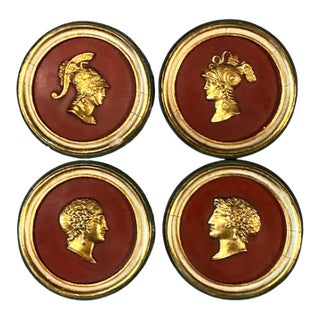 Vintage Grand Tour Wooden Profile Medallions - Set of 4 For Sale