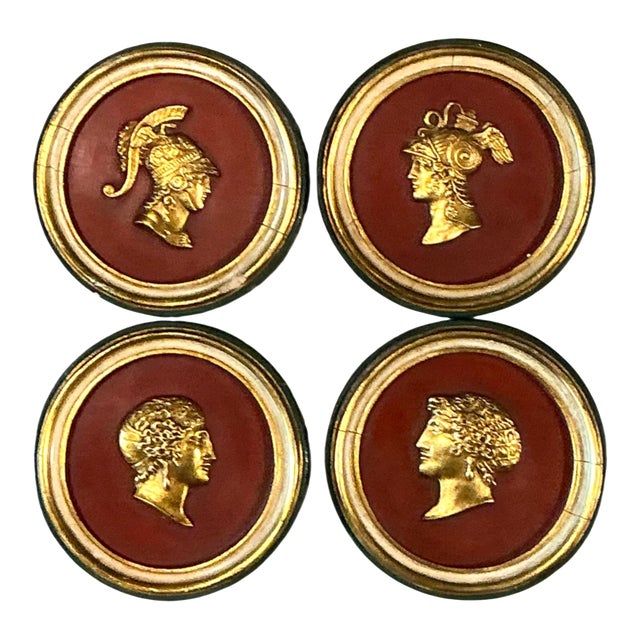Vintage Grand Tour Wooden Profile Medallions - Set of 4 For Sale