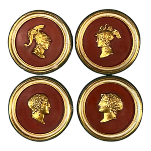 Vintage Grand Tour Wooden Profile Medallions - Set of 4