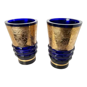 Mid 20th Century Czech Cobalt Blue Vases - a Pair