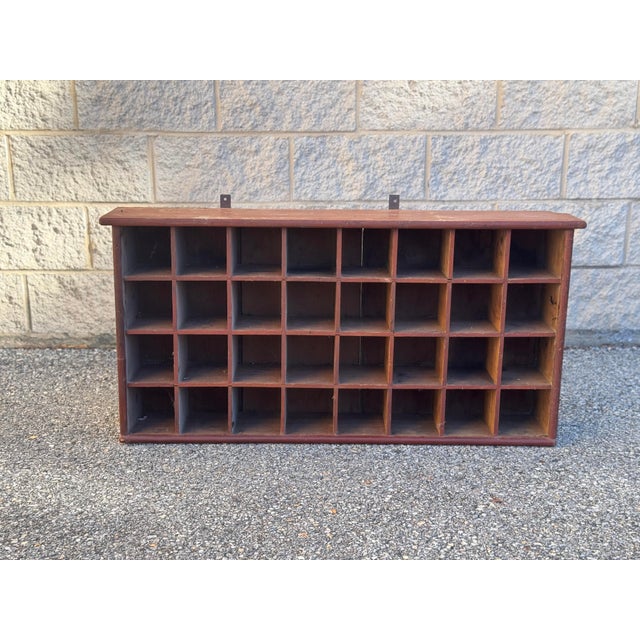 Wood Vintage Industrial Wooden Sorting Cabinet With 32 Compartments For Sale - Image 7 of 8