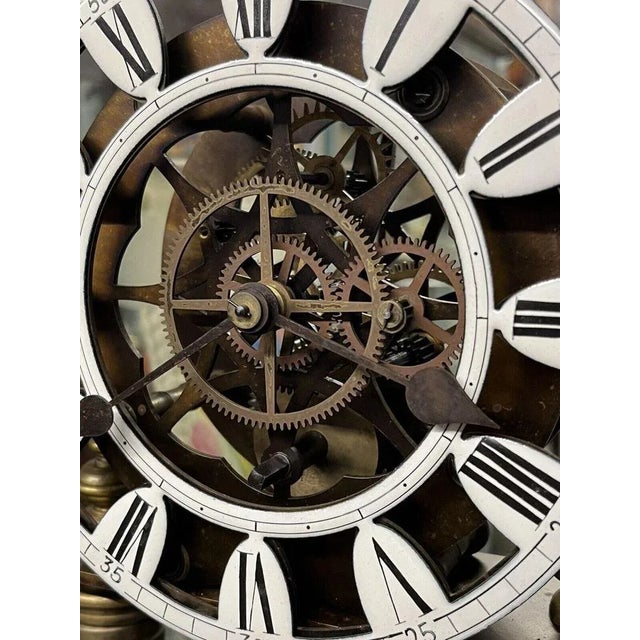 Large Skeleton Clock with Case and Key For Sale - Image 3 of 11
