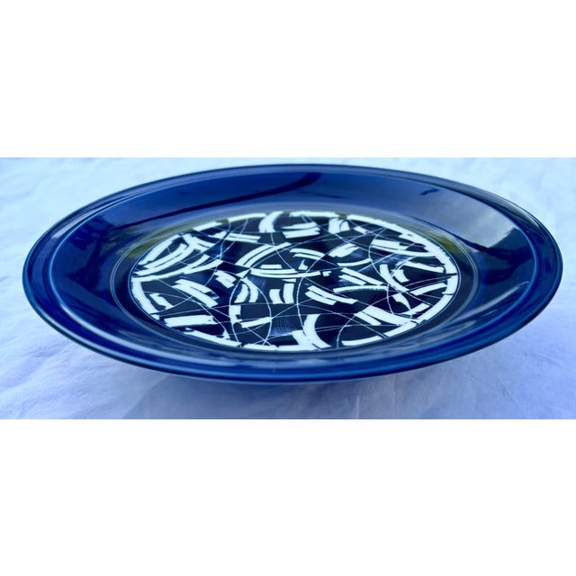Contemporary Dansk Royal Blue and White Platter Decorative Plate For Sale - Image 3 of 9