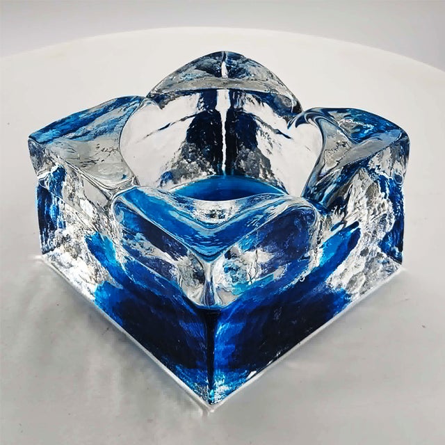 1970s Square Ashtray in Hand-Worked Murano Glass with Ice Cube Effect, 1970s For Sale - Image 5 of 9