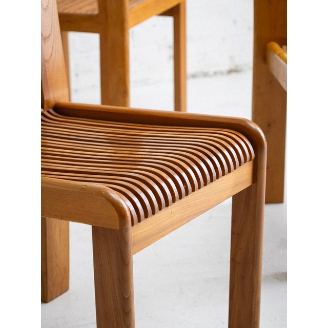 Italian Post Modern Wood Slat Dining Chairs, a Set of 4 For Sale - Image 10 of 13
