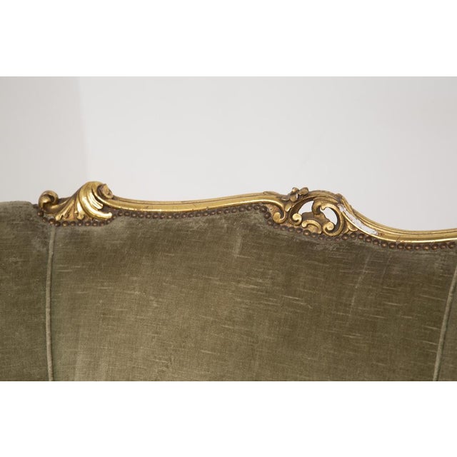 Vintage Italian Gilded Woold and Velvet Sofa For Sale - Image 10 of 14