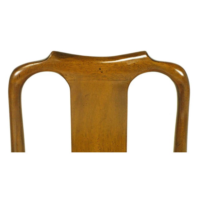 Six Walnut and Tooled Leather Splat-Back Dining Chairs For Sale - Image 10 of 11