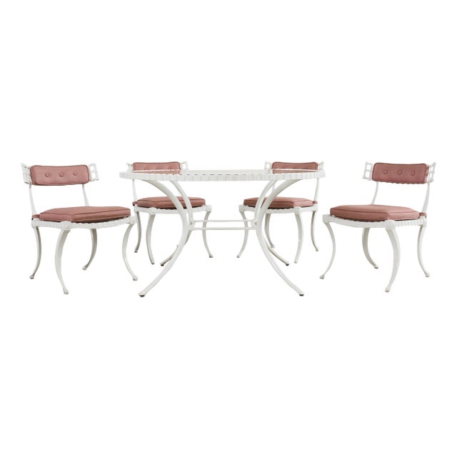 Thinline Garden Dining Table and Four Neoclassical Klismos Chairs For Sale