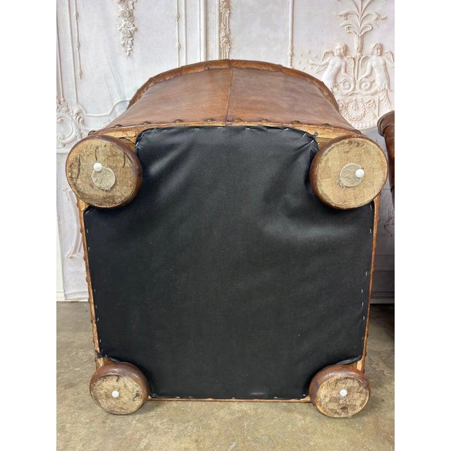 Pair of English Library Club Chairs in Hand-Finished Cognac Leather For Sale - Image 18 of 18