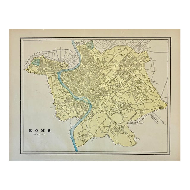 Rome, Italy, Original Map by Cram, 1889 For Sale